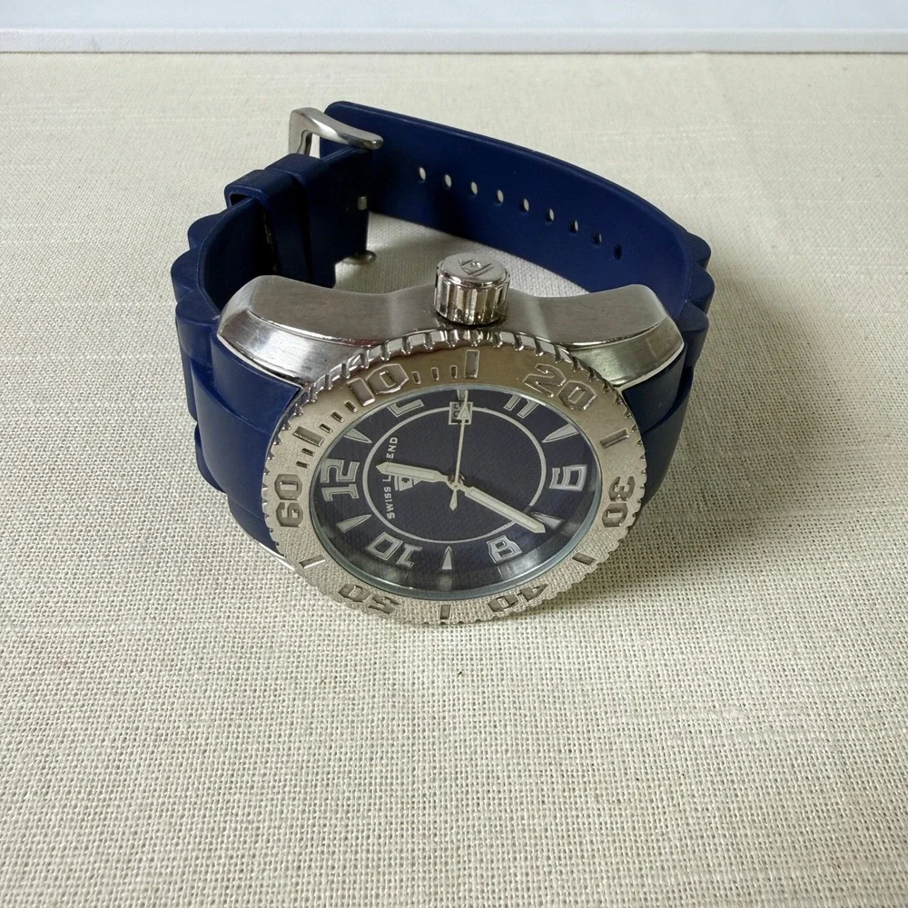 SWISS LEGEND Blue Commander Stainless Steel‎ Silicone Strap Watch OS